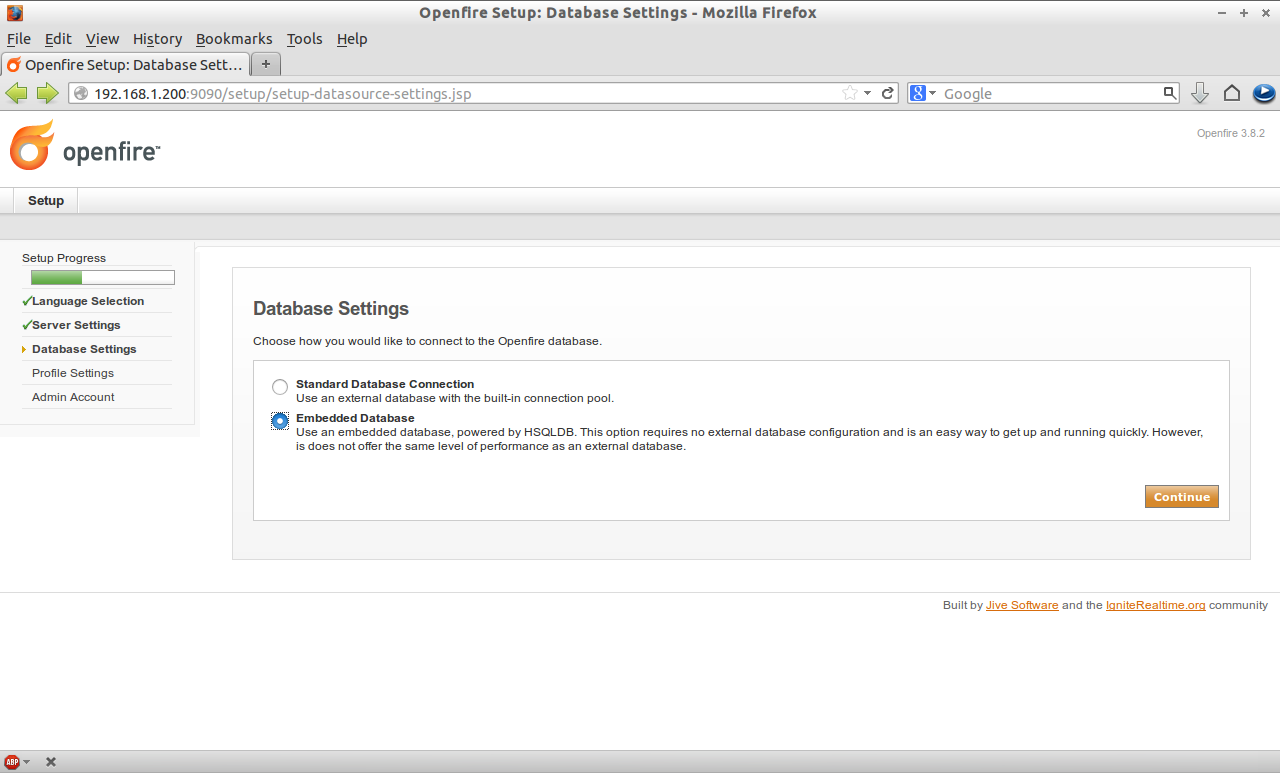 Openfire Setup: Database Settings - Mozilla Firefox_011