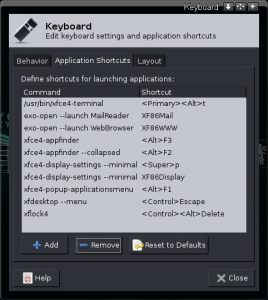 Keyboard Window after adding Shortcut