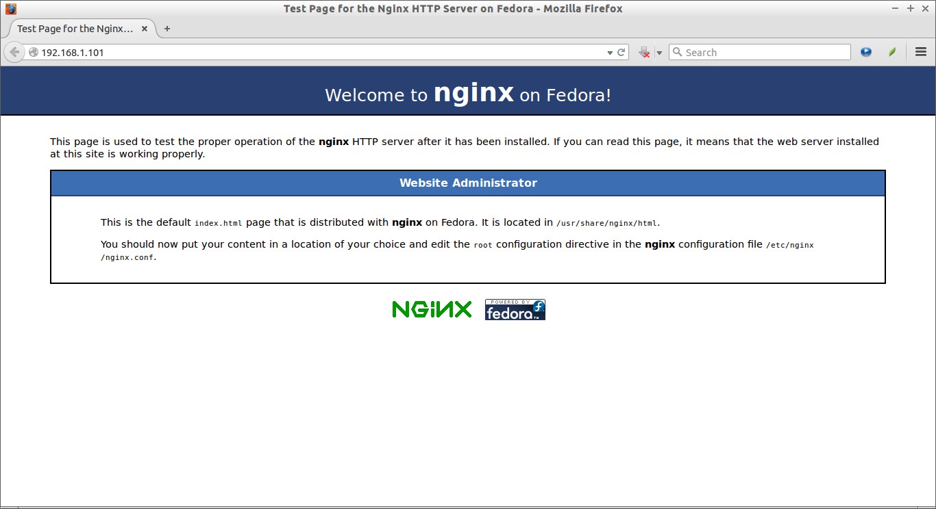 Test Page for the Nginx HTTP Server on Fedora - Mozilla Firefox_001