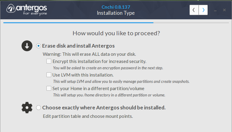 antergos disk partition
