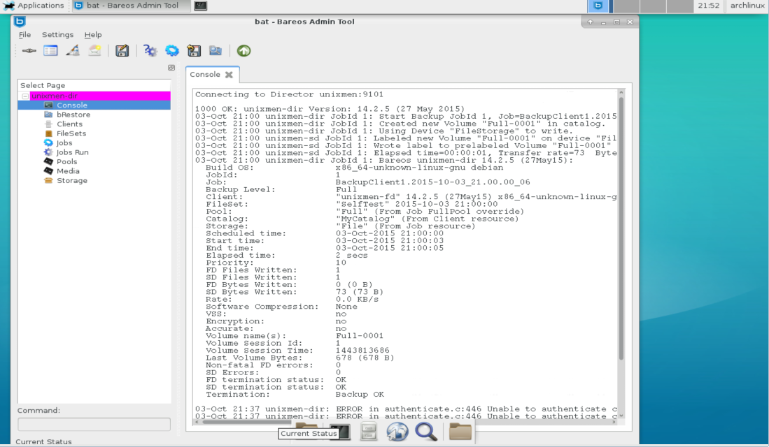 bareos on arch linux