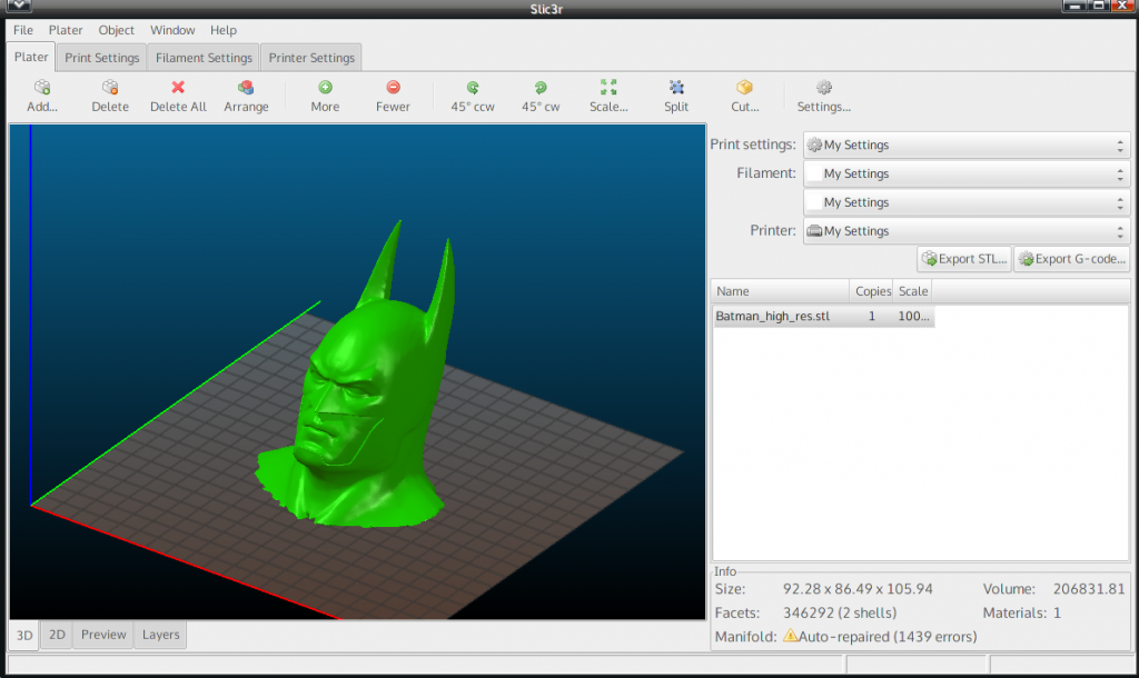 3D printing under Arch Linux - Slic3r