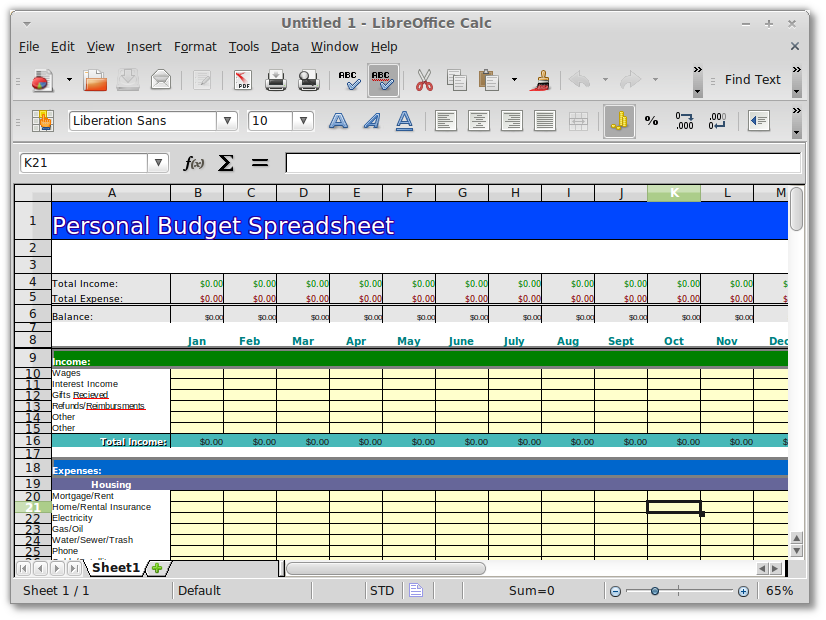 Libre Office Budget Template