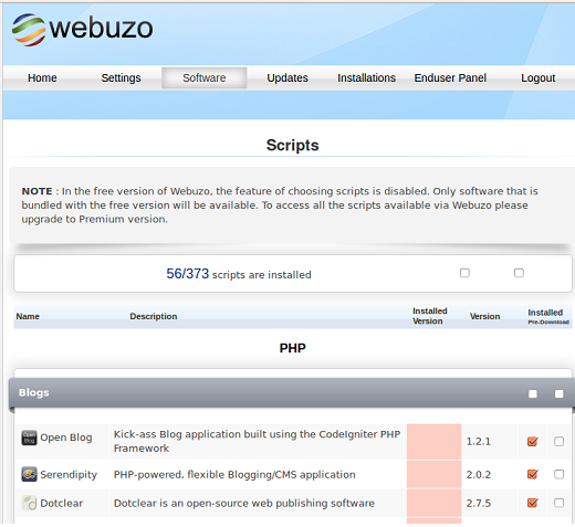 install Webuzo