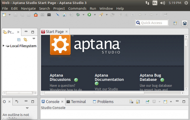 aptana studio 3 freezing on ubuntu 16.04