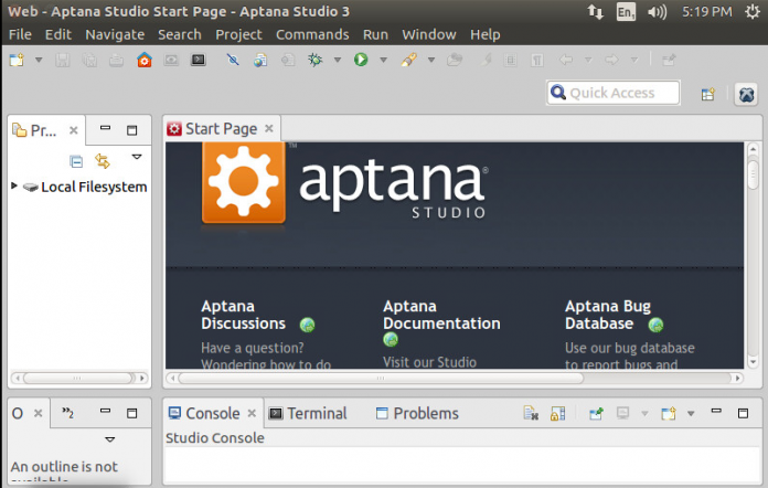 aptana studio 3 freezing on ubuntu 16.04