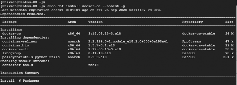 Centos 8 установка docker ошибка